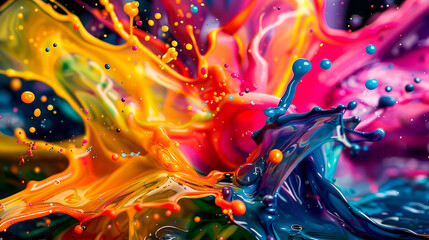 Abstract background with colorful paints explosion
