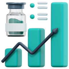 bar chart 3d render icon illustration