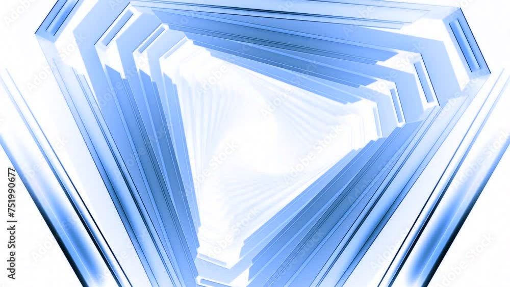 Poster psychedelic triangular tunnel moving through space. motion. moving triangular portal in space of mem