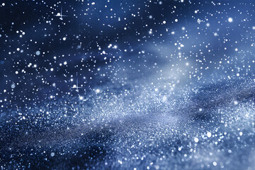 Abstract dark blue and indigo background with silver and white glitters. Texture for project. Abstract night sky background.