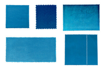 Set of blank aged blue postage stamps isolated on white background. Texture of paper. Template for graphic designers	
