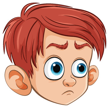 Cartoon illustration of a boy with a concerned look.