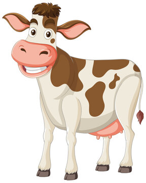 Vector illustration of a happy, smiling cow