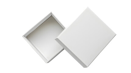 Blank white gift box open or top view isolated on transparent background
