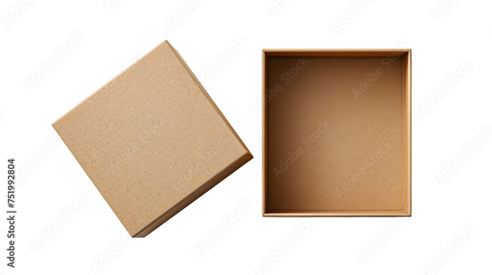 Poster blank open box packaging mockup isolated on transparent background