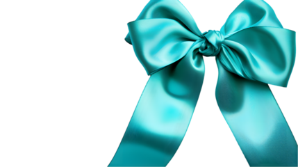 Cyan bow isolated on transparent background