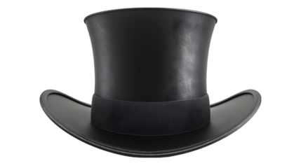 Cylinder black top hat isolated on transparent background
