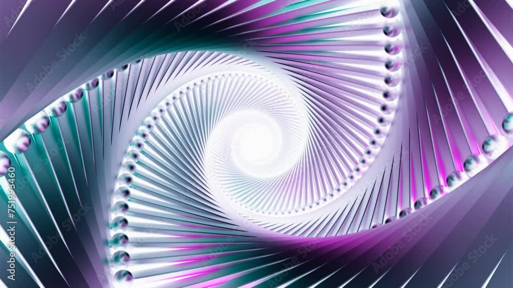 Poster hypnotic tunnel with swirling stripes and dots in 3d. motion. abstract twisting tentacles of tunnel.