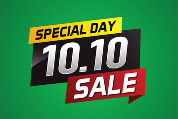 10.10 Special day sale word concept vector illustration with ribbon and 3d style for use landing page, template, ui, web, mobile app, poster, banner, flyer, background, gift card, coupon

