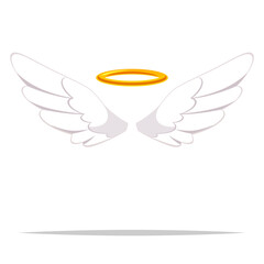 Angel wings with halo ring vector isolated illustration - 751994004