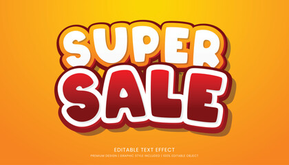 super sale text effect template with minimalist style and bold font concept use for brand advertising