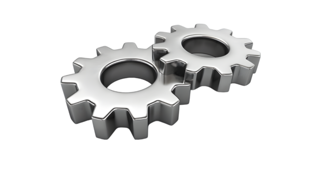 Gears icon. Setting Gear 3d icon isolated on transparent background - Powered by Adobe