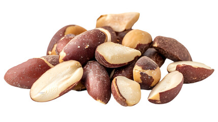 Obraz premium heap of brazil nuts isolated on transparent background