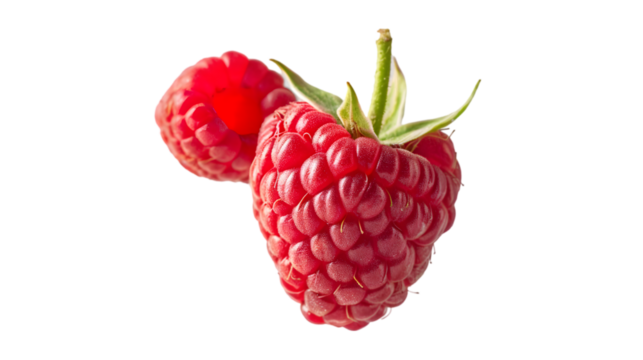 levitating raspberry isolated on transparent background