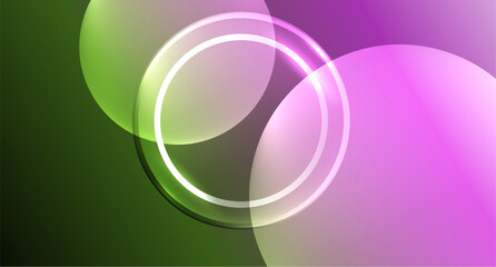 Neon glass circle copyspace for your text or product presentation geometric background. Vector illustration For Wallpaper, Banner, Background, Card, Book Illustration, landing page