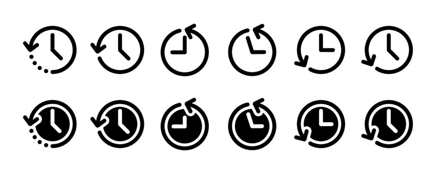 History icon set isolated on white background. History past events vector icon. Clock vector. History outline vector.