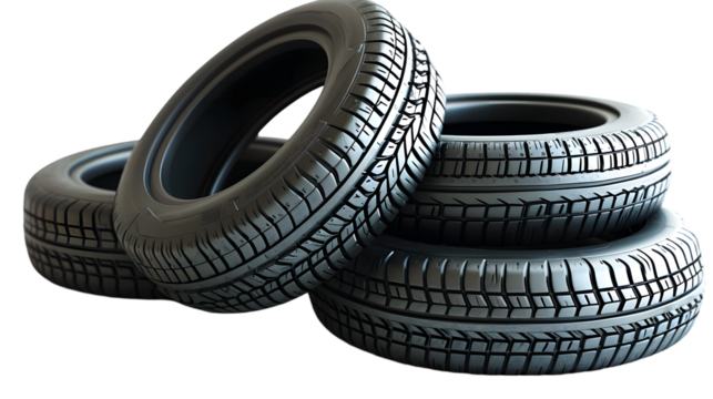 New car tires. Auto parts isolated on transparent background