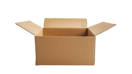 one open cardboard box on transparent background