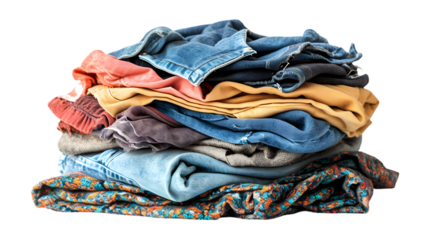 pile of dirty laundry isolated on transparent background