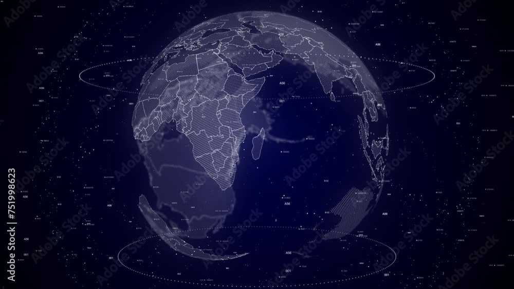 Poster digital globe rotating, zooming in on madagascar country. data analysis technology cinematic globe r
