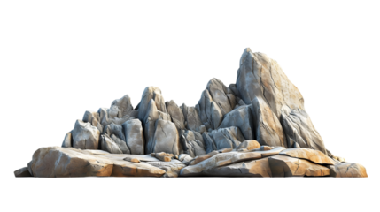 Realistic rock mountains shapes landscape cutout isolated on transparent background
