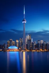 Fotobehang Magnificence Of The CN Tower: A Marvelous Piece Of Architecture Against The Backdrop Of Toronto Cityscape © Katie
