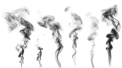 Set of Black smoke isolated on transparent background