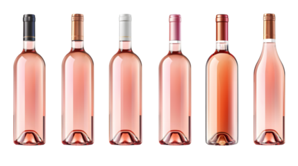 Set of Borgognotta - bottle of prosecco or champagne wine isolated on transparent background