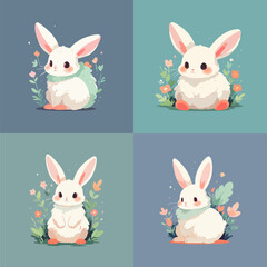 Playfulness and Adorable White Rabbit Vector