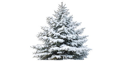 snow covered fir tree isolated on transparent background