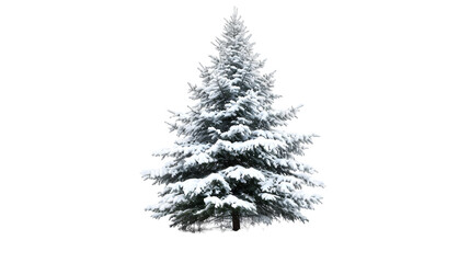 snow covered fir tree isolated on transparent background