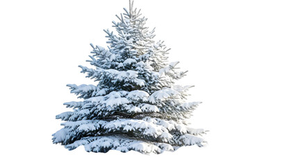 snow covered fir tree isolated on transparent background