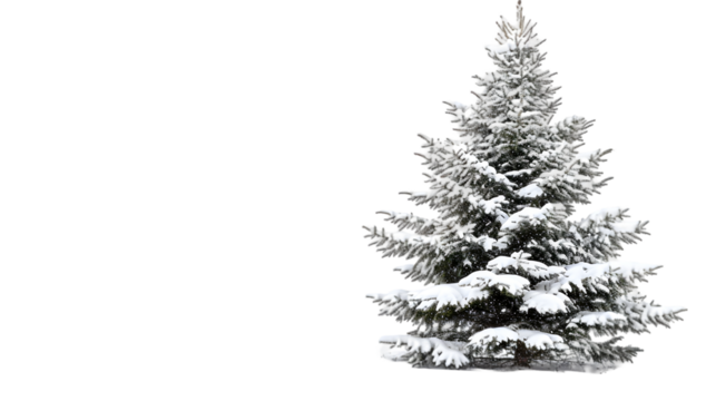 snow covered fir tree isolated on transparent background
