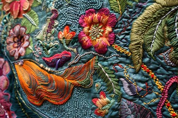 Realistic embroidery abstract design background texture Generative Ai 