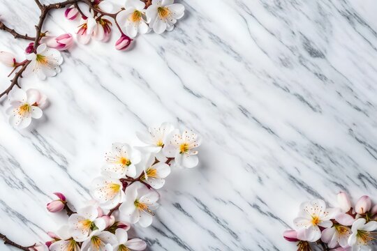 cherry blossom on marble background