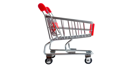 Supermarket shopping cart isolated on transparent background