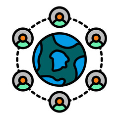   Connected World line filled icon