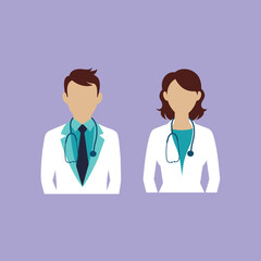 et Of Doctors And Nurses. Vector Silhouette Illustration Isolated On A White Background. doctor silhouette and nurse silhouette.	