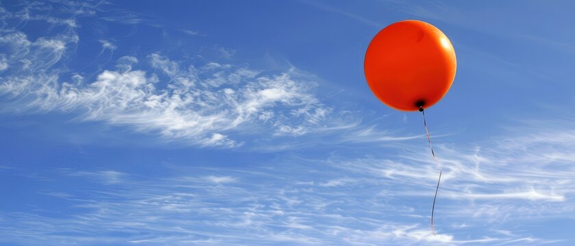 Red balloon in the blue sky.