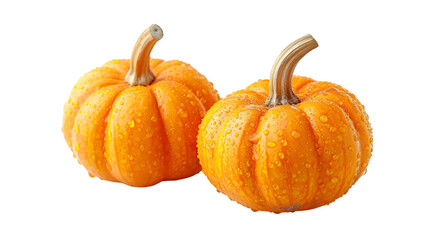Obraz premium two decorative small pumpkins isolated on transparent background