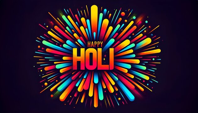 Illustration for the holi with a burst of stylized colored rays.