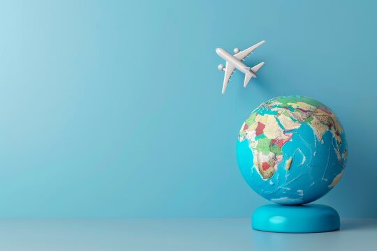 Globe and Airplane Trail in the concept of global travel