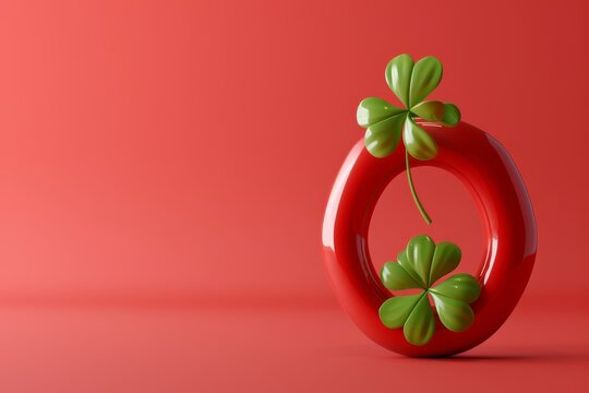 Horseshoe and Four Leaf Clover in the concept of luck and superstition