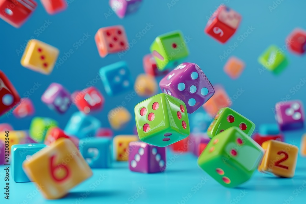Poster dice and alphabet letters in the concept of language learning