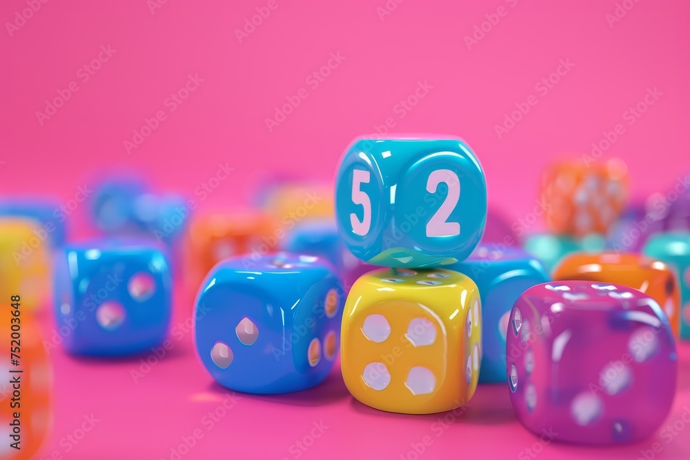 Poster dice and alphabet letters in the concept of language learning