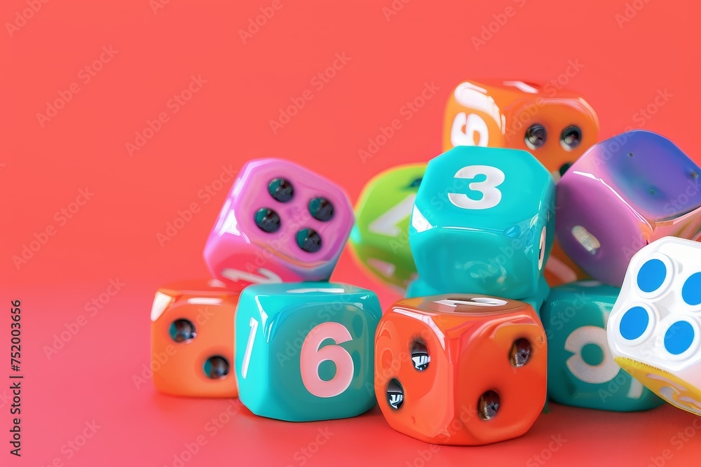 Poster dice and alphabet letters in the concept of language learning