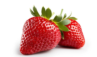 strawberries isolated on white background. One strawberry
