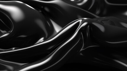 Sleek glossy black latex texture in closeup showcasing the smooth reflective surface in high detail candy style cute minimal 3D animation
