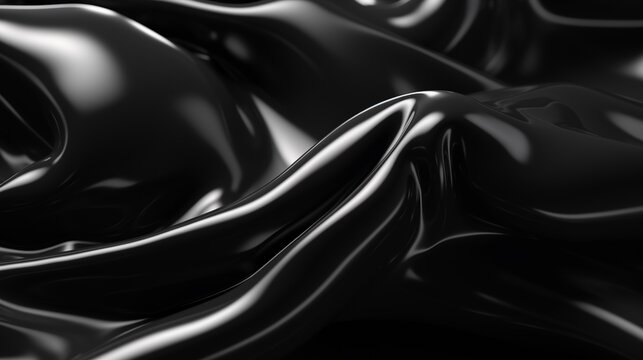 Sleek glossy black latex texture in closeup showcasing the smooth reflective surface in high detail candy style cute minimal 3D animation