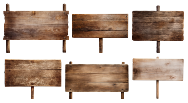 Set of wooden signs, cut out